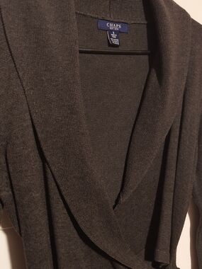 Chaps Shawl Collar Dress - Charcoal Gray